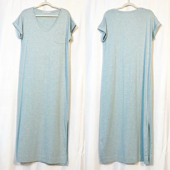 Peruvian Connection Malibu Cotton Modal Jersey Knit Maxi T-Shirt Dress: Seafoam - Picture 2 of 9